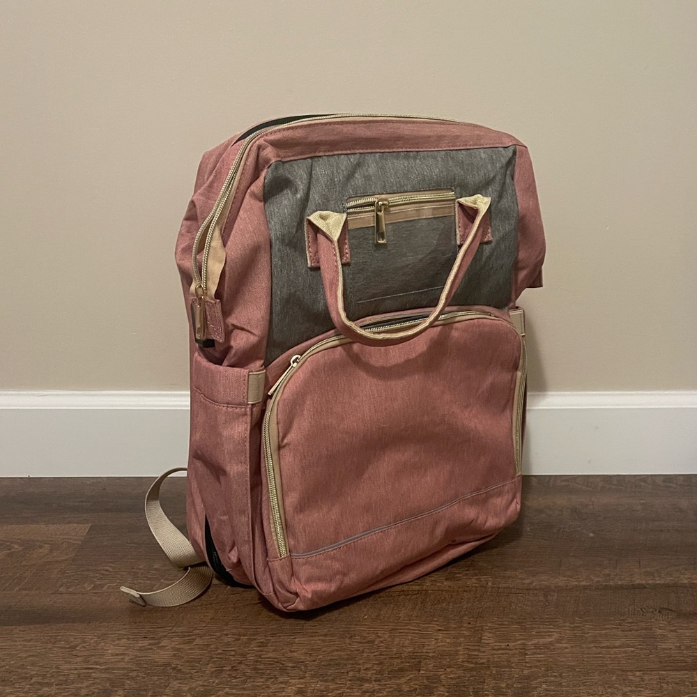 Elegant Pink and Gray Baby Bag